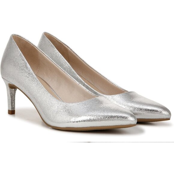 LifeStride Womens Silver Polyurethane (PU) Alexis Closed Pointed Toe Pumps Heels - Picture 7 of 9